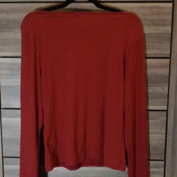 Aeropostale Seriously Soft XL Red Long Sleeve Ribbed Lace Up Bodycon Top - Picture 3 of 5